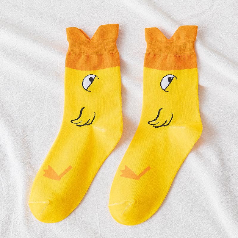 Girls Crew Socks Cotton Socks Autumn Cartoon Little Yellow Duck Ins Tide Yellow Socks Japanese Cute Socks